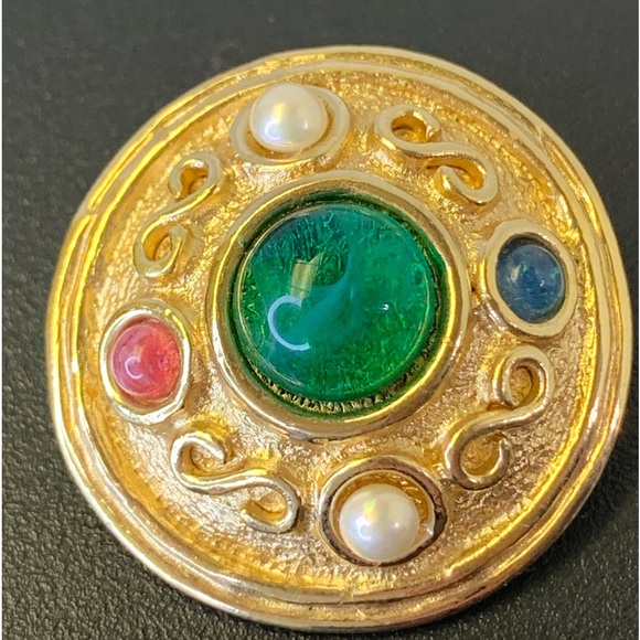 Christian DIOR Germany Vintage Gripoix Earrings w/ Glass Cabochons ~RARE~ COA - Picture 6 of 7